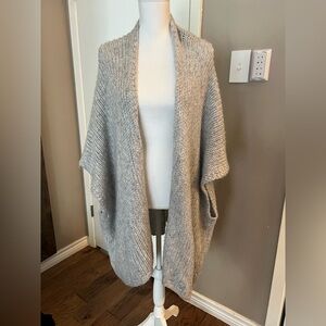 Aerie Open Knit Wrap Shawl Cardigan Beige One Size